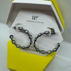 Elegant Hematite Hoop Earrings